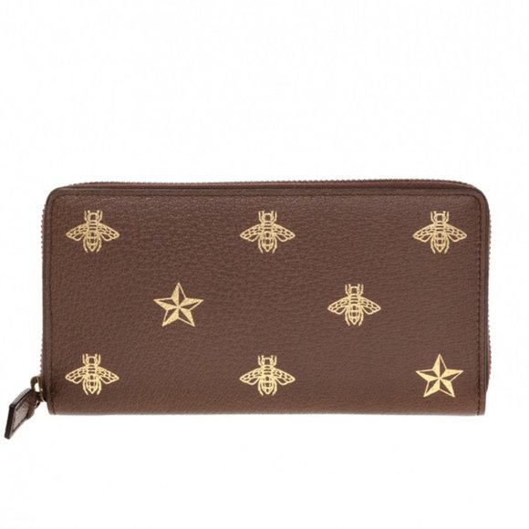 Gucci Bee Star Zip Around Wallet in Brown NEW IN BOX - Picture 1 of 2